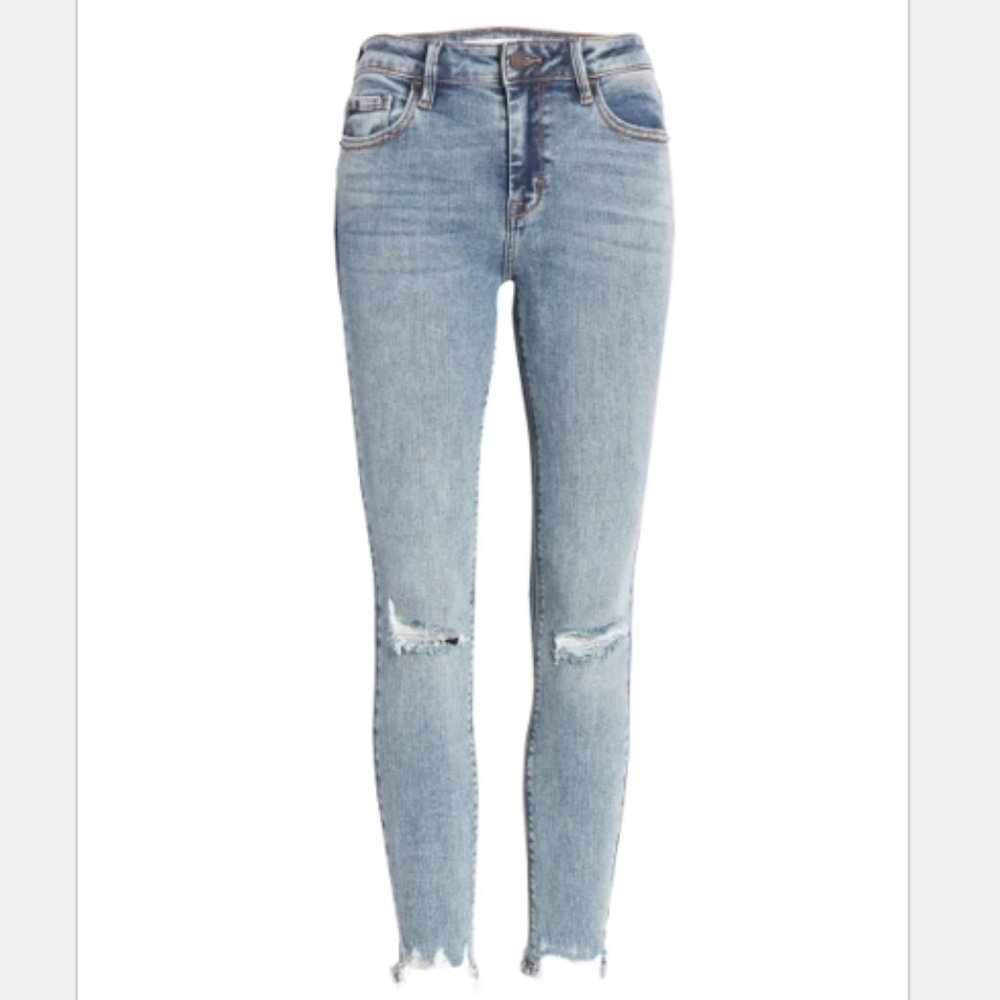 Hidden Denim Distressed Skinny Jeans Frayed Hem